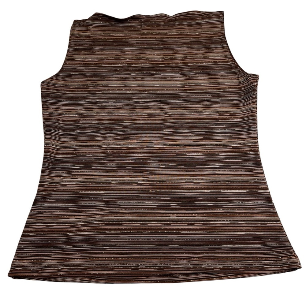 Vol. 1 Brown Metallic Stripe Tank Top Size Large Small Metallic Stripes Vintage - Picture 3 of 7